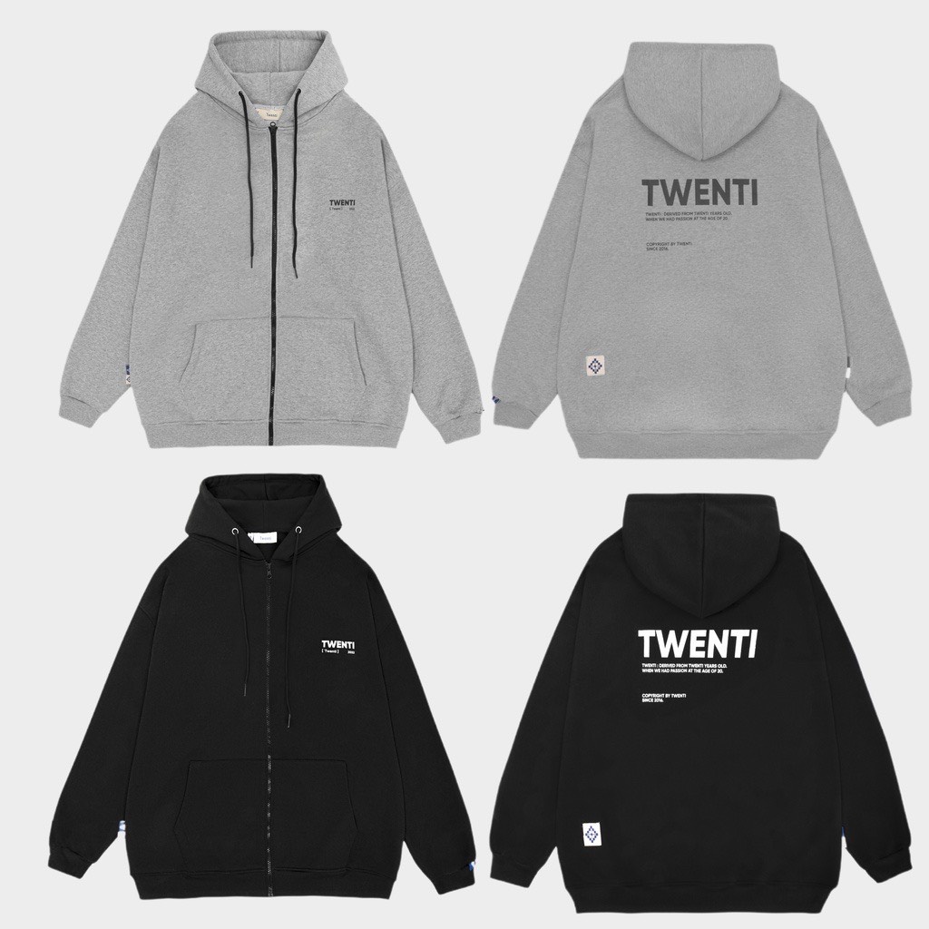Hoodie zip , Hoodie TWENTI phối chữ cực đẹp nam nữ măc đều chất