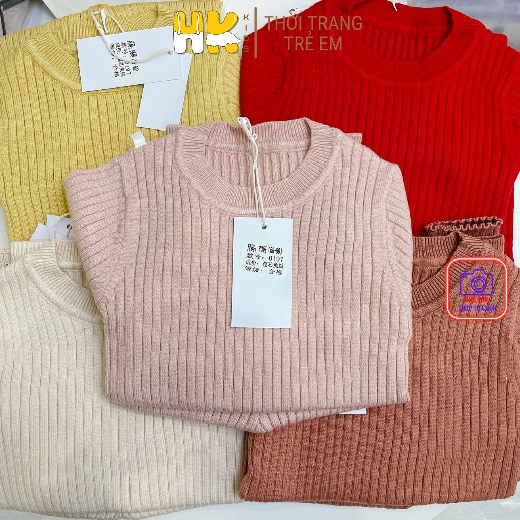 Bộ len cạp cao cho bé trai và gái từ 0-3 tuổi, chất len cao cấp mềm mịn đanh lì, nhiều màu sắc - HK KIDS (mã 0197)