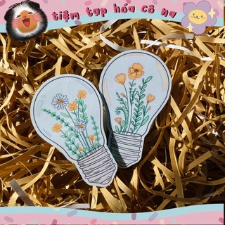Bộ 2 Sticker /decal dán Flowers in Light-Bulb - aesthetic / Sticker trang trí sổ,Sticker chống nước-tiemtaphoacona