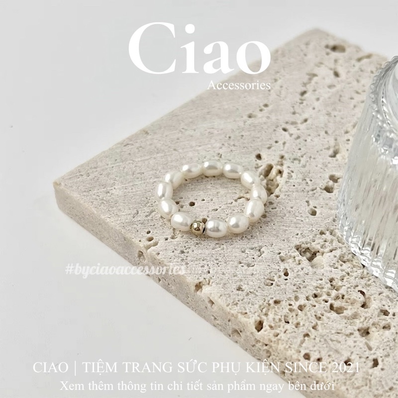 [HOẢ TỐC 1H] Nhẫn hạt trai nước ngọt kết hợp cùng hạt cườm nữ tính xinh xắn dễ phối Pearl Ciao