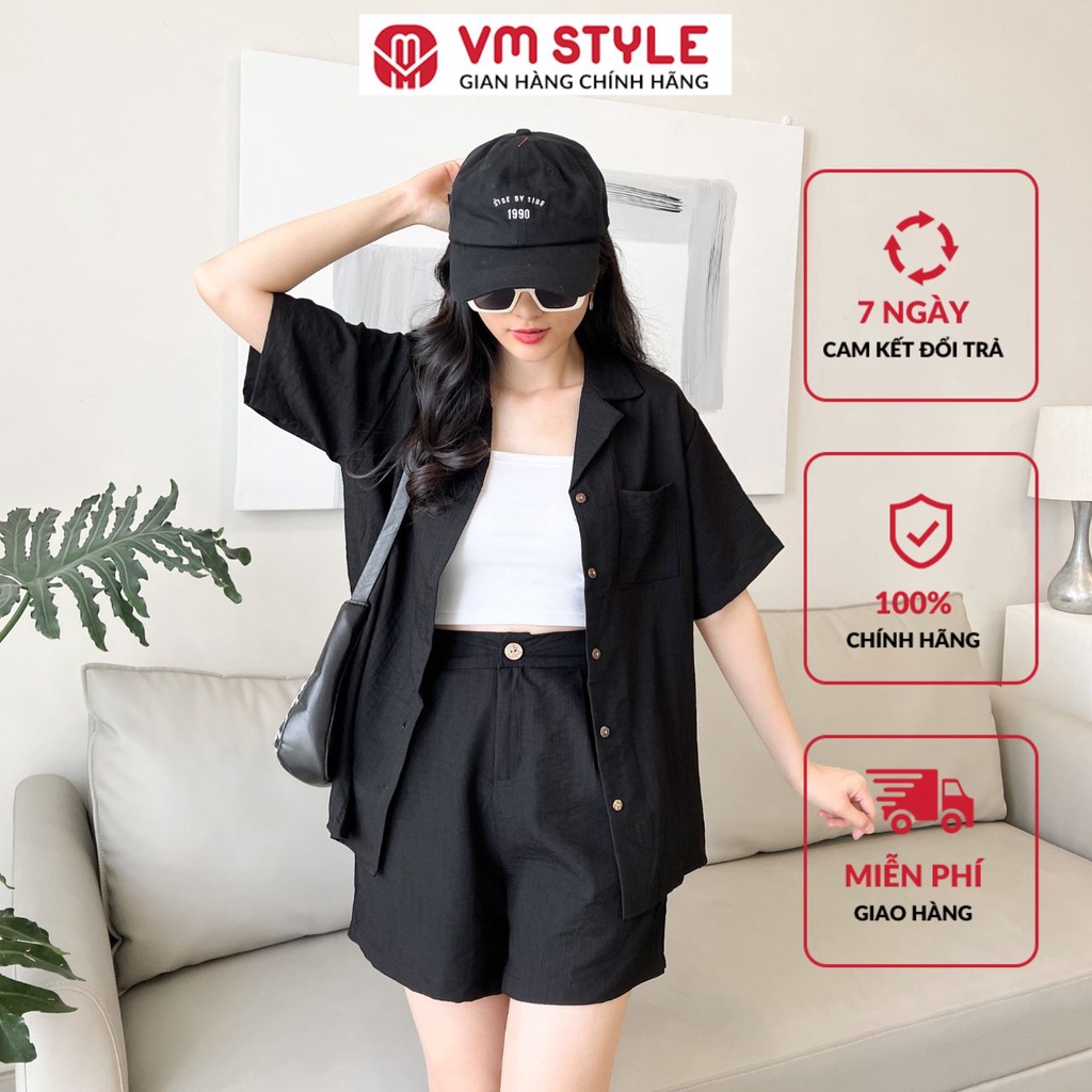 Set bộ nữ VMSTYLE áo tay ngắn cổ vest + quần short ngắn 2632 SBU00024