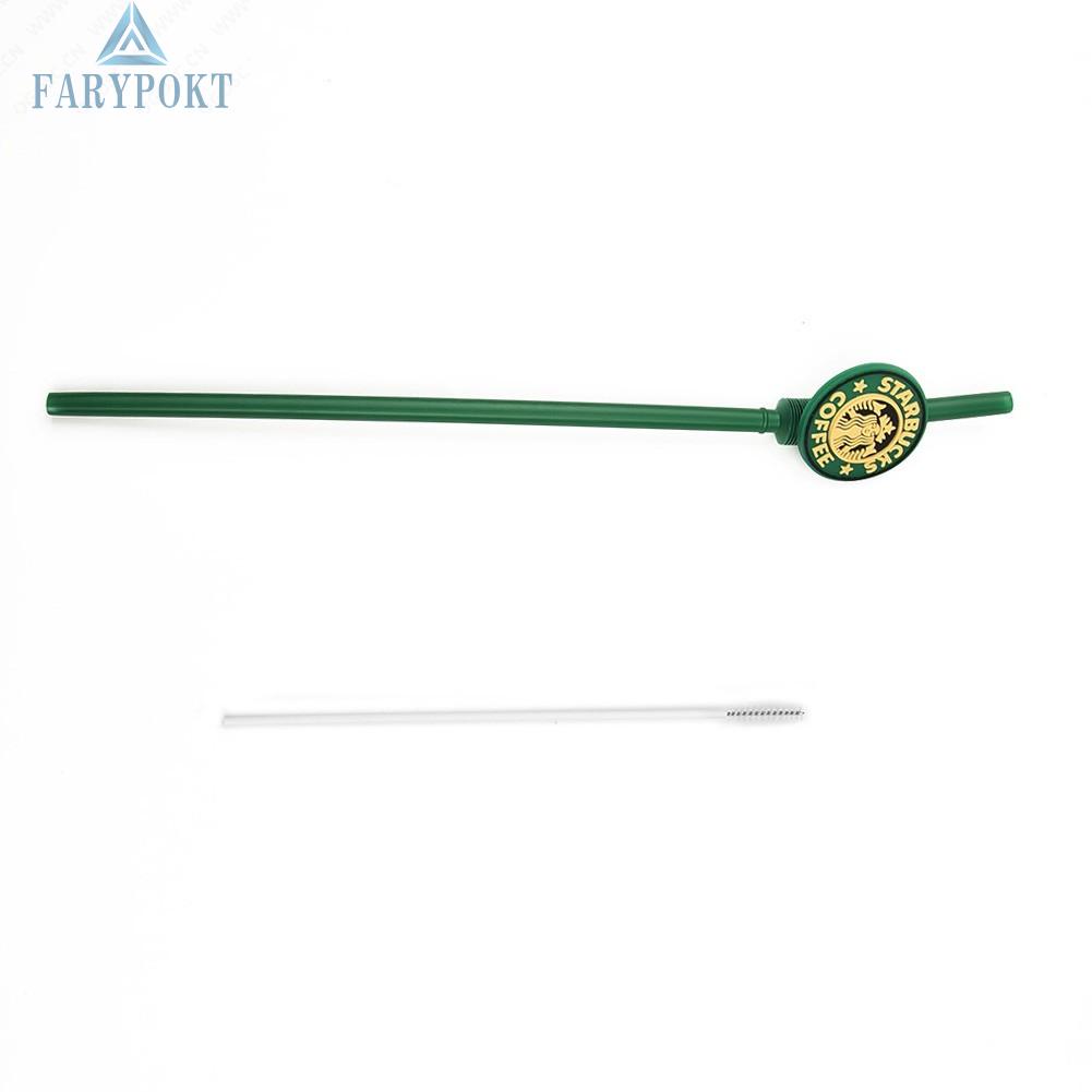 Ống Hút Starbucks Bằng Nhựa PVC Mềm Có Thể Tái Sử Dụng Kèm Bàn Chải Vệ Sinh