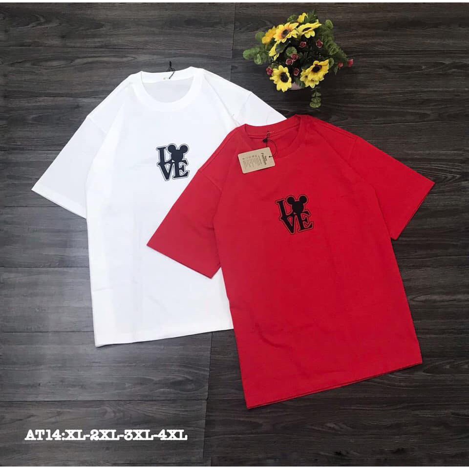 ÁO THUN COTTON NỮ THIÊU LOVE SIÊU XINH