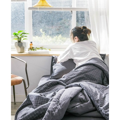 Bộ chăn, ga, gối Cotton Linen, Cotton Đũi Nhật Chăn Trần Siêu Mềm, Thoáng Khí