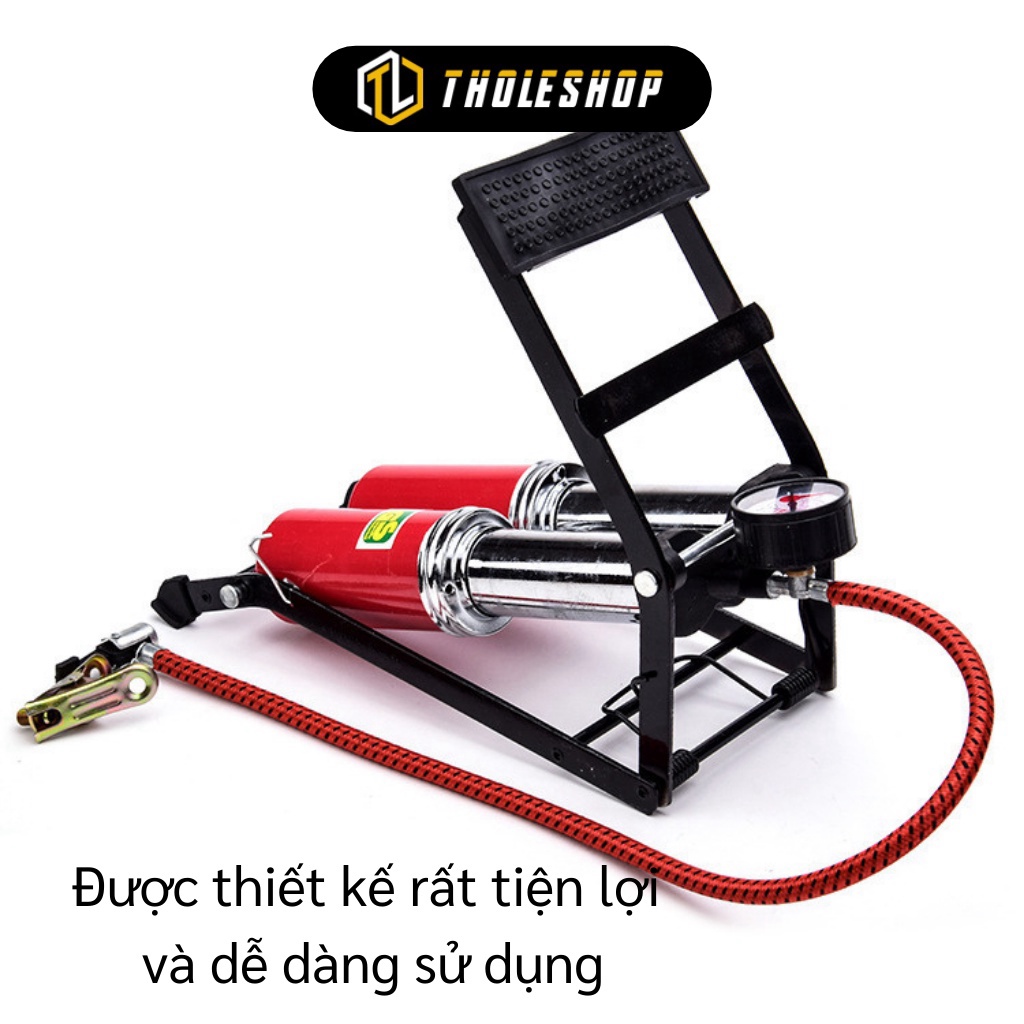 Bơm Xe Máy GIGAHOME Dụng Cụ Bơm Xe Lốp Ô Tô, Xe Đạp Đạp Chân 2 Ống, Có Đồng Hồ Đo Áp Suất 9250