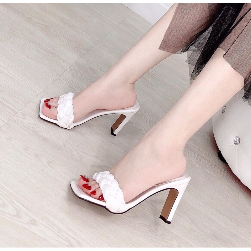 Dép guốc quai tết bím gót dẹt 9p hàng đẹp đi mềm êm chân