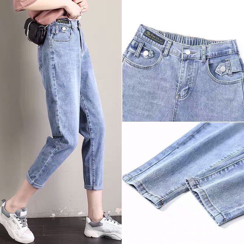 Quần baggy jean nữ rách MURADFASHION, chất jeans cứng không giãn màu xanh BG080