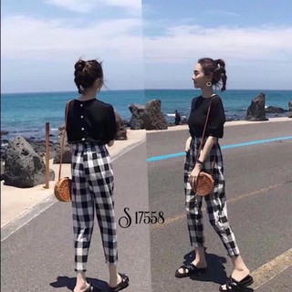 Quần baggy kẻ caro to đũi thời trang