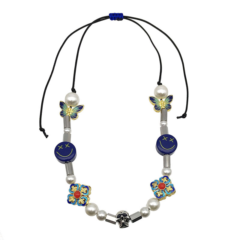 Dây Chuyền Ngọc Trai Mặt Bướm Mặt Cười Phong Cách Hip Hop Unisex 22867