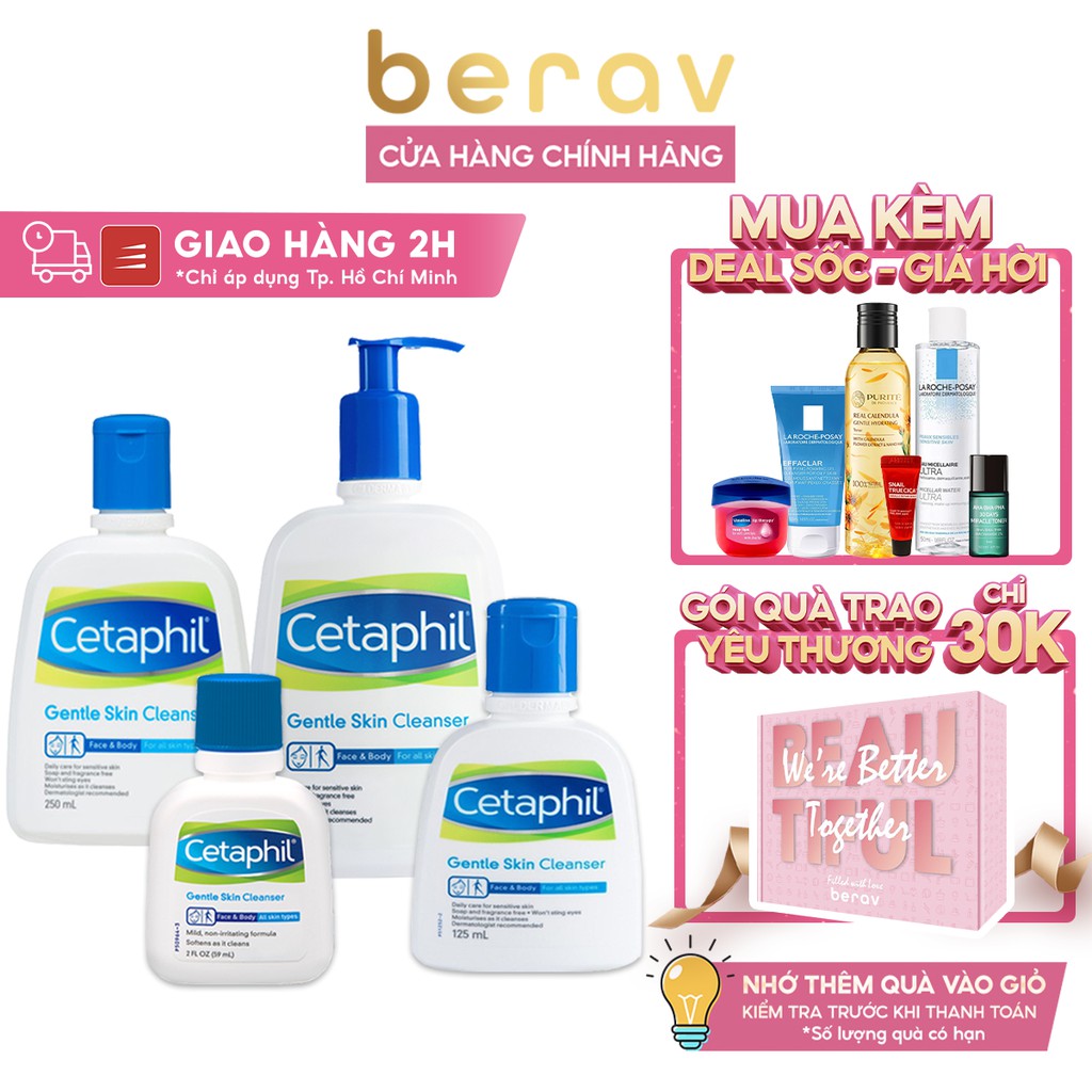 [Mã FMCGMALL -8% đơn 250K] SỮA RỬA MẶT CETAPHIL Gentle Skin Cleanser Làm Sạch Dịu Nhẹ cho Da Nhạy Cảm 500ml/125ml
