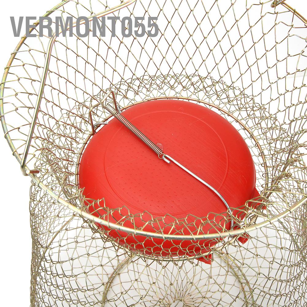 Có thể bán buôn Thép không gỉ có thể gập lại tròn di động Fish Shrimp Basket Fishing Net Cage with Floating Bowl Vermont055 Hàng giao ngay