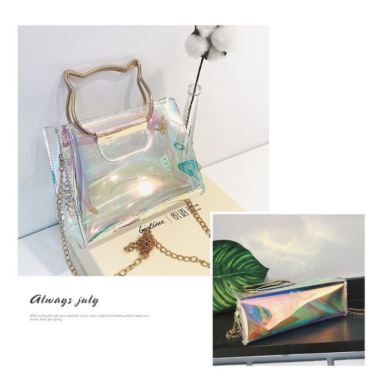 Túi đeo chéo hologram tay cầm mèo