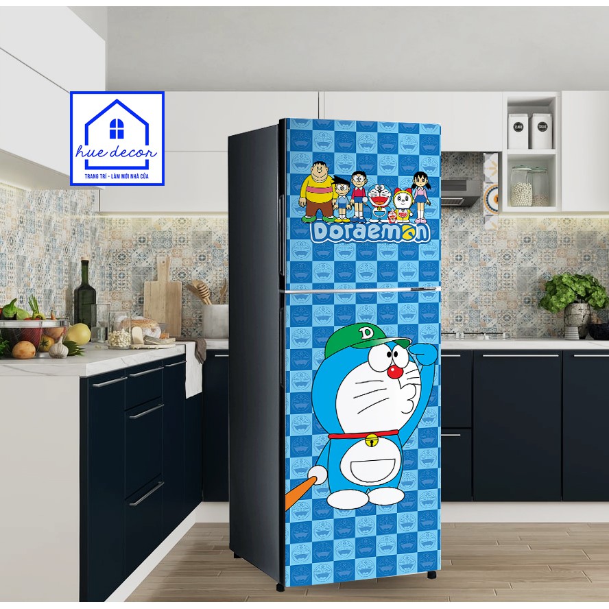 Tranh dán tủ lạnh Doraemon Hue decor chất liệu cao cấp siêu bền- chống nước- Bền mãi với thời gian