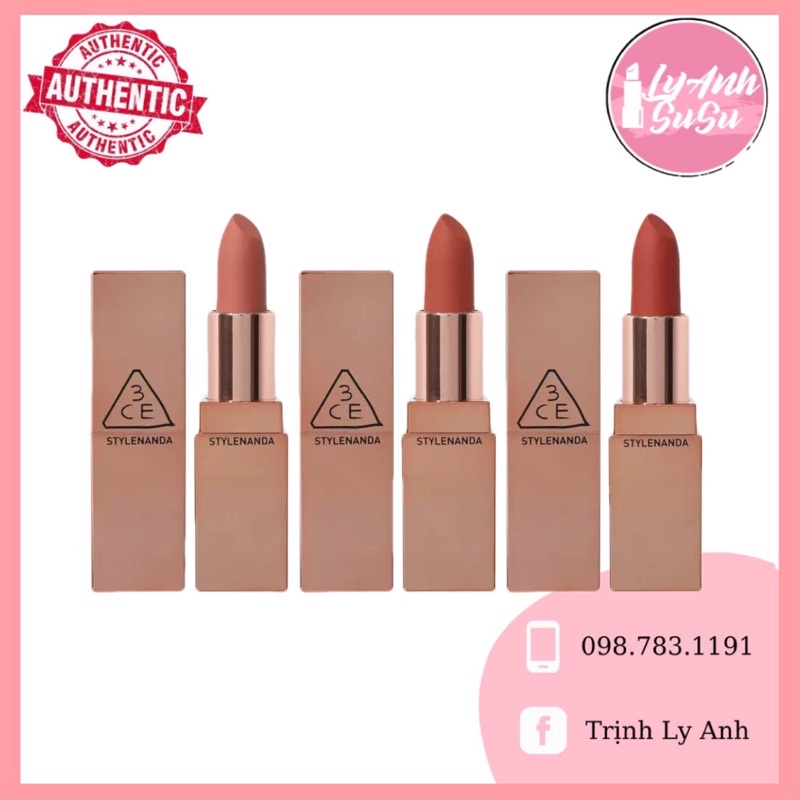 Son 3CE Matte Lip Color vỏ vàng Gold Rose