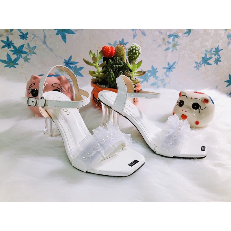 Sandal 5p quai trong nhúng cườm phối nơ siêu hot