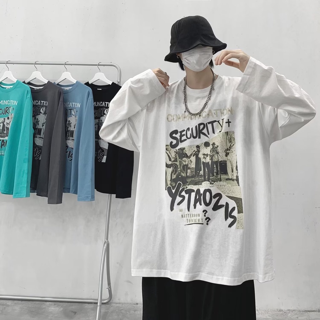 Áo Thun Oversize Tay Dài In Họa Tiết Graffiti Đường Phố Thời Trang Mùa Hè Cho Nam Và Nữ SIze M-8XL
