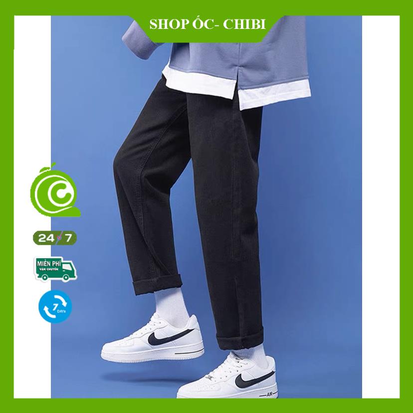 Quần jean bò baggy nam ống suông rộng màu Đen Unisex hàng Quảng Châu phong cách Hàn Quốc style hot 2022 ShopỐcChibi