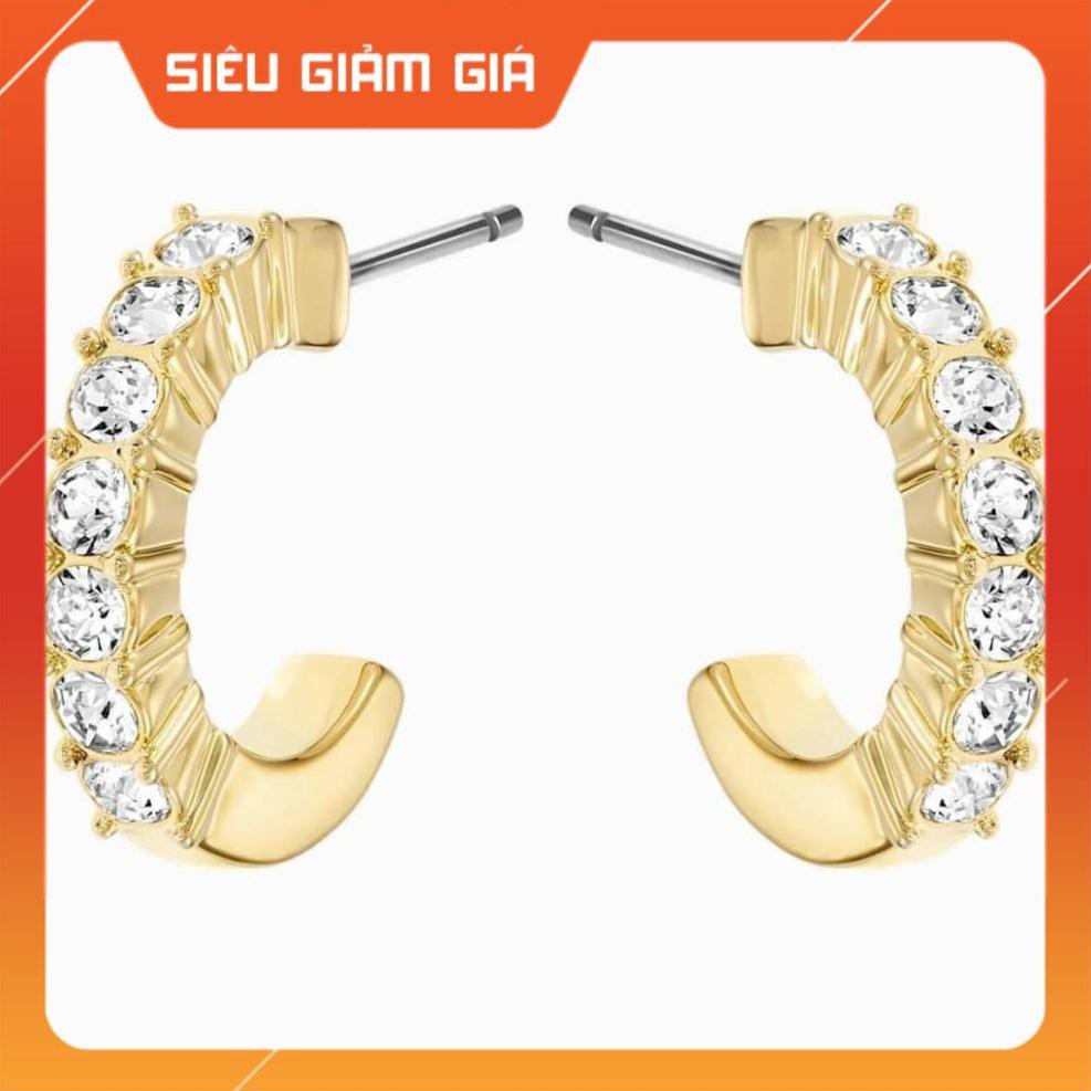 Bông tai xỏ khuyên mini Hoop , trắng , mạ vàng Swarovski ⚜️Hàng Authentic⚜️