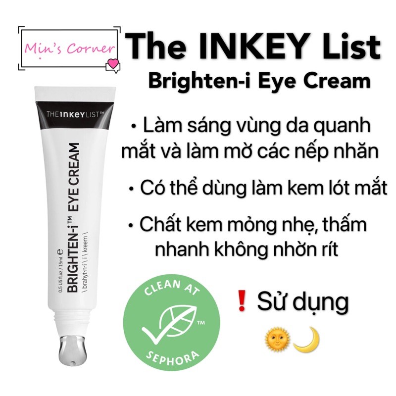 (Bill US) Kem dưỡng mắt The INKEY List Brighten-i Eye Cream 15ml | WebRaoVat - webraovat.net.vn