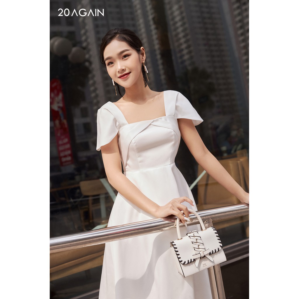 Đầm Xòe Xoắn Nơ Ngực 20AGAIN DEA1203 | BigBuy360 - bigbuy360.vn