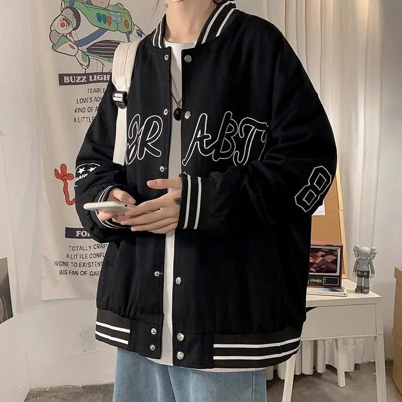Áo khoác bóng chày dáng rộng thời trang xuân thu phong cách Hàn Quốc cho nam size S-3Xl 3