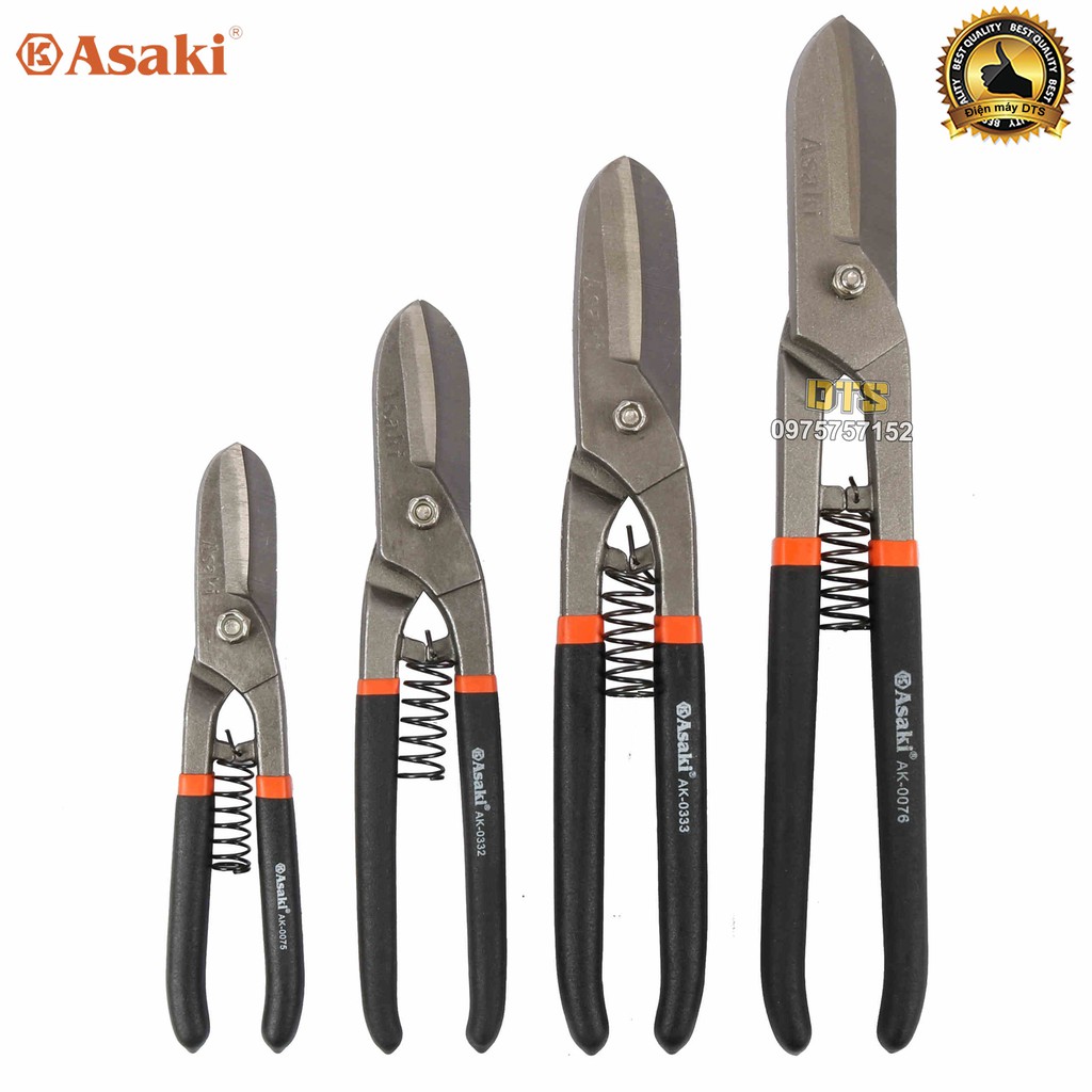 Kéo cắt tôn kiểu Đức thép Chrome Vanadium Asaki (Kéo cắt tole)