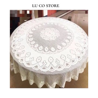 Khăn bàn ren trắng tròn 1m8 loại xịn hàng cao cấp