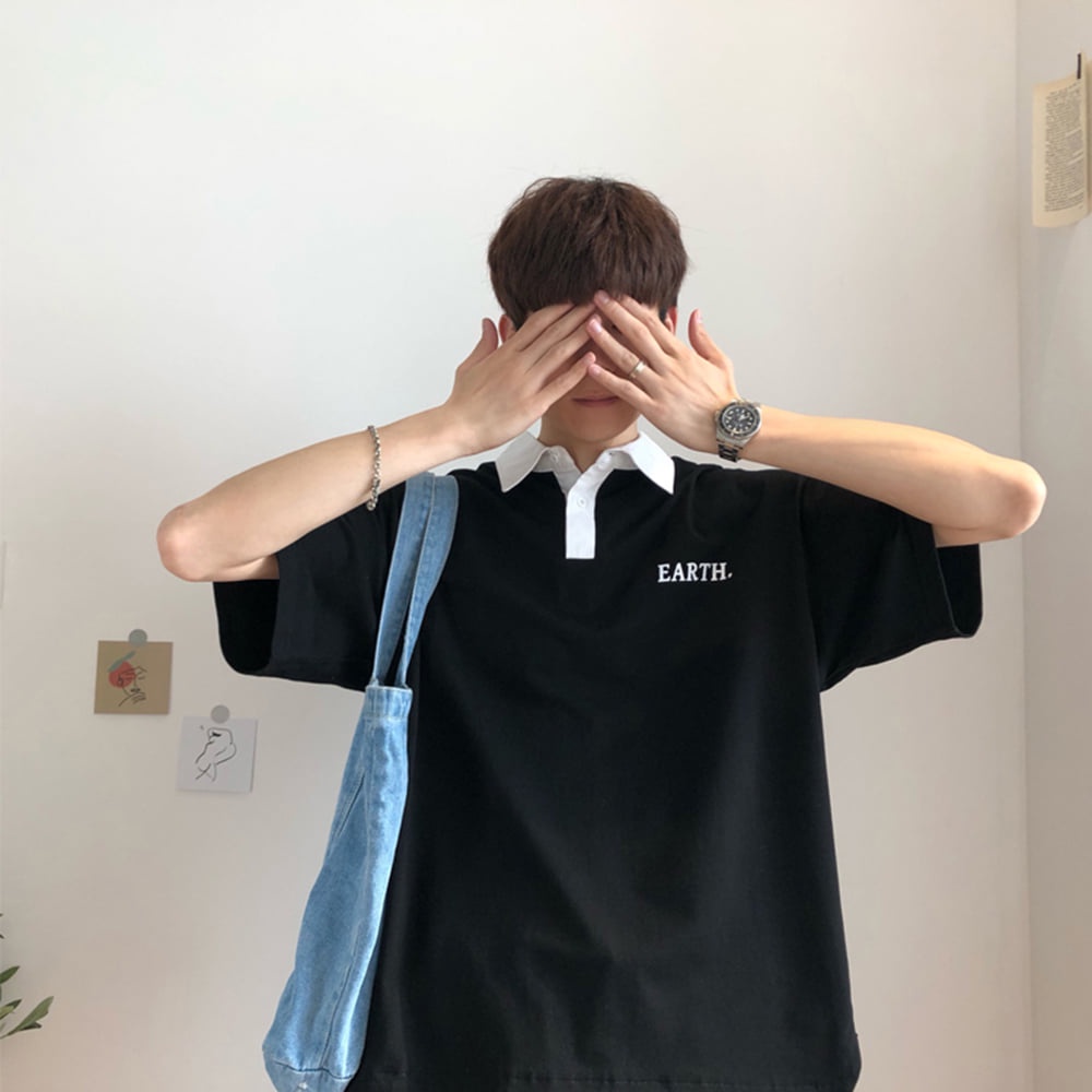 Áo Polo Unisex form rộng tay lỡ nam nữ HL01