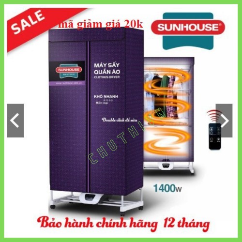 MÁY SẤY QUẦN ÁO, TỦ SẤY QUẦN ÁO SUNHOUSE SHD-2707 CÔNG SUẤT 1500W, SẤY KHÔ KHỬ KHẨN - HÀNG CHÍNH HÃNG BẢO HÀNH 12 THÁNG