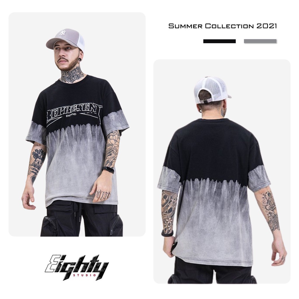 Áo Thun Nam Nữ Cao Cấp, Áo Phông Dáng Rộng Loang In Hình Phong Cách Hàn Quốc REPRESENT by 8IGHTY STUDIO 2021 | BigBuy360 - bigbuy360.vn