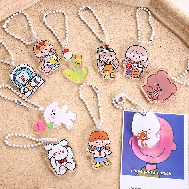 MÓC KHÓA NHỰA MINI CUTE DÂY BI NHIỀU HÌNH DÁNG LÀM MÓC KHÓA, TREO BALO, CẶP