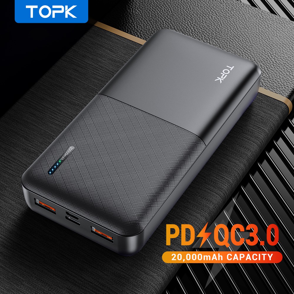 Sạc Dự Phòng TOPK I2009Q 18W QC3.0 Sạc Nhanh 2 Cổng USB PD3.0 QC3.0 20000mAh Cho Xiaomi Samsung IPhone