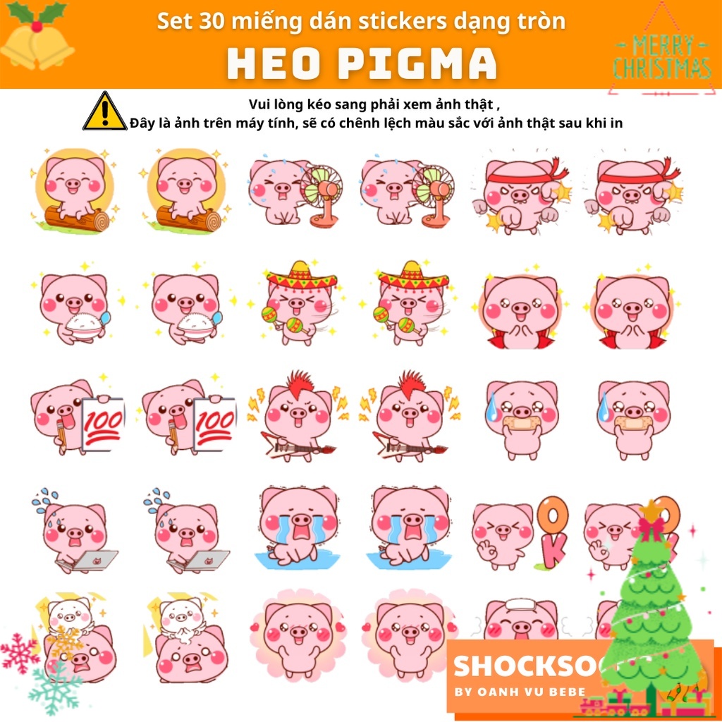 🔥30 hình dán sticker hình HEO PIGGY - HEO PIGMA 🔥