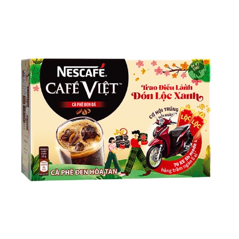 [KM THẺ CÀO]Hộp 15 gói cà phê đen đâ hoà tan NESCAFE CAFE Việt