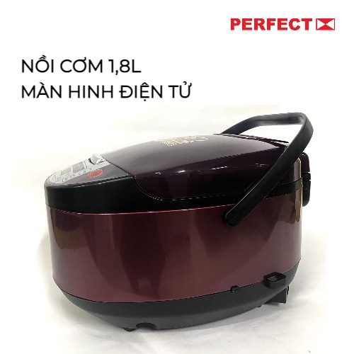 [Mã ELHADEV giảm 4% đơn 300K] Nồi cơm điện tử Perfect 900W PF-C208 màu đỏ đô