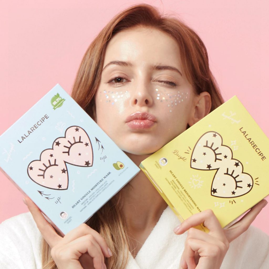 Hộp 10 Miếng Mặt Nạ Dưỡng Ẩm Vùng Mắt Và Má Lalarecipe Heart Goggle Moisture Mask