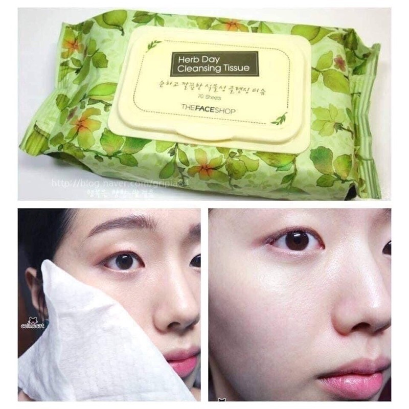 Khăn Giấy Tẩy Trang The Face Shop Herb Day Cleansing Tissue 20 Miếng