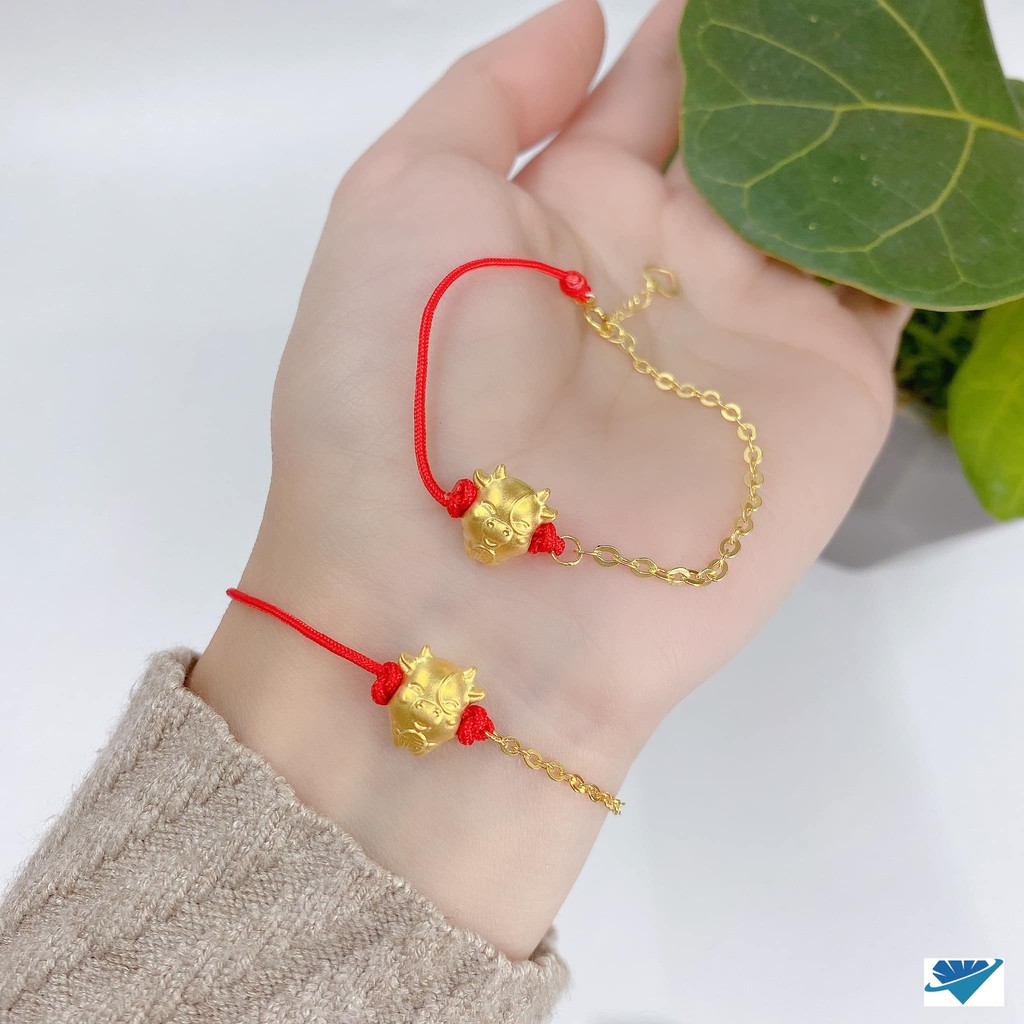 LẮC TAY TRÂU BẠC XI VÀNG CHỈ ĐỎ MAY MẮN