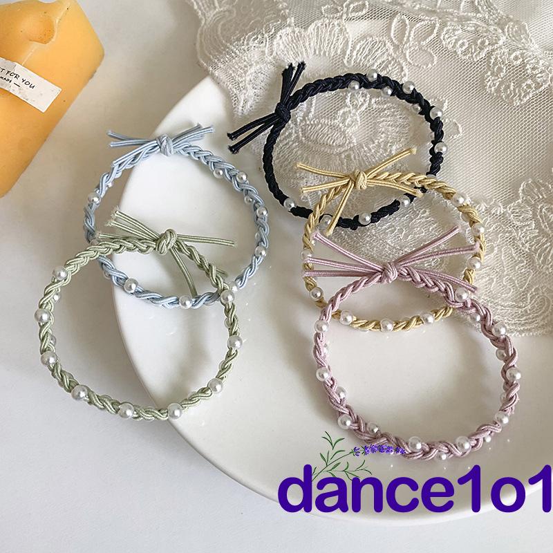 Dây buộc tóc đính ngọc trai màu kẹo cho nữ