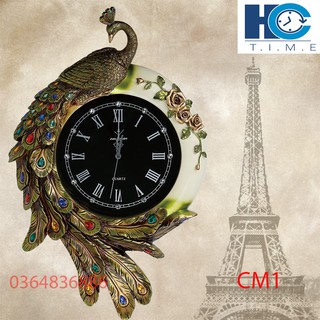 Đồng hồ treo tường trang trí Khổng Tước cao cấp decor CM1 kích thước 80x60 cm