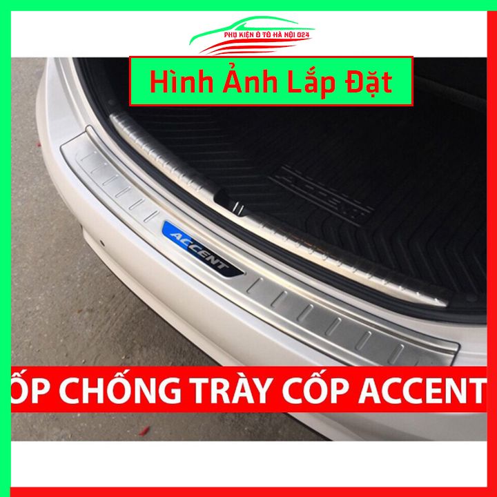 Ốp chống trầy cốp Accent 2021-2022 inox sáng bóng