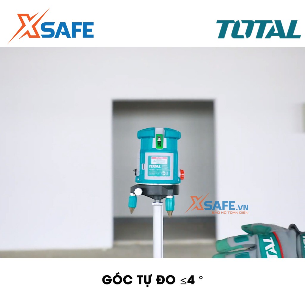 Máy đo mức cân bằng lade TOTAL TLL305205 tia xanh, phạm vi làm việc 0~20m, thước ke góc 1 tia ngang, 4 tia dọc