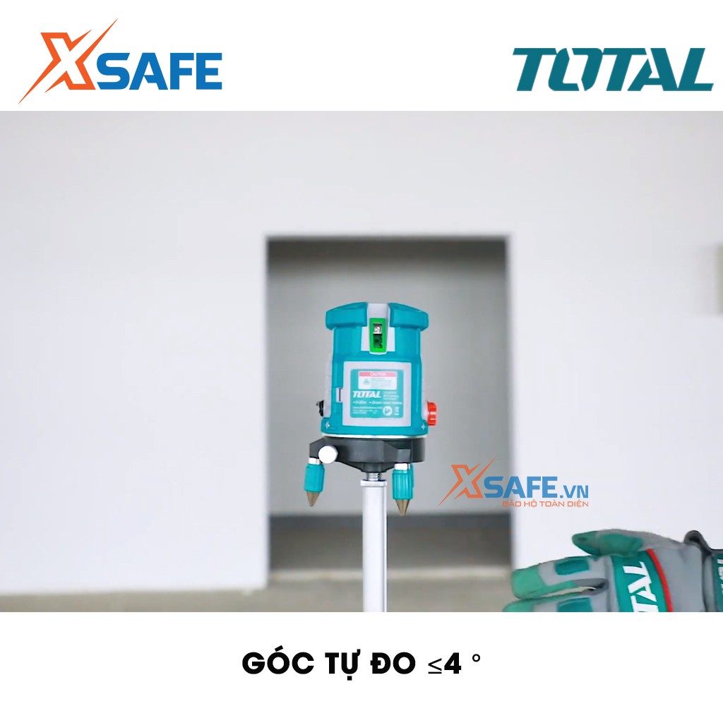 Máy đo mức cân bằng tia lade (tia xanh) TOTAL TLL305205 Phạm vi làm việc 0 ~ 20 m, thước ke góc 1 tia ngang, 4 tia dọc