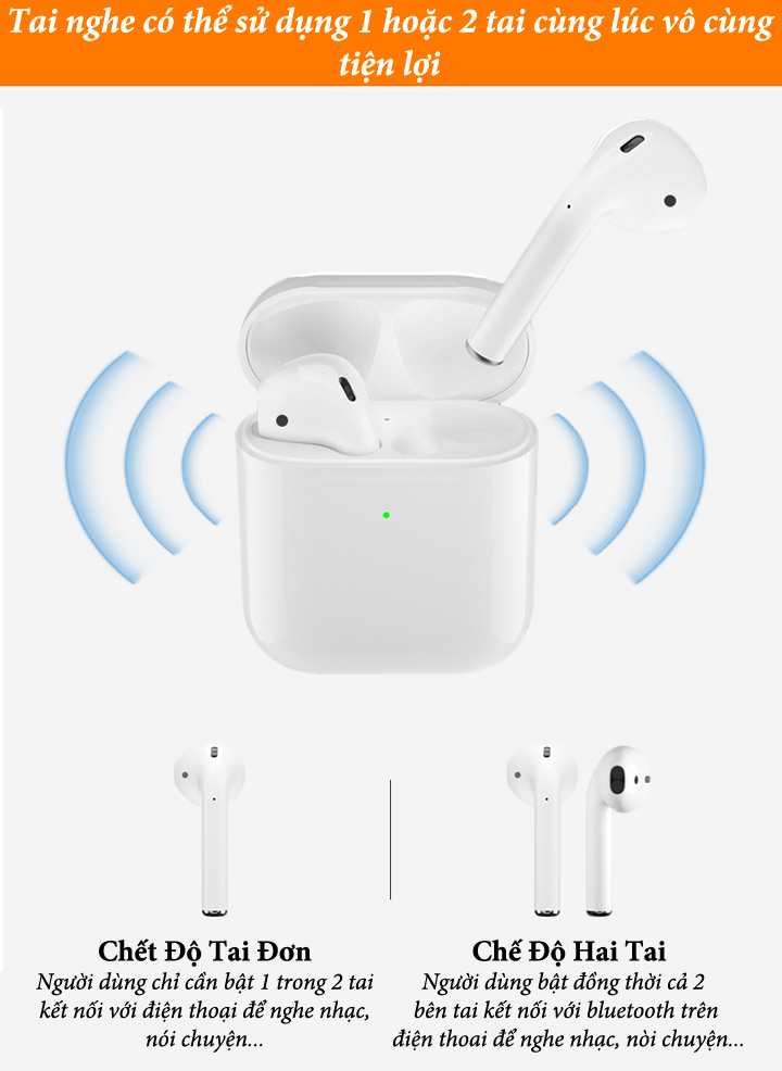 Tai nghe Bluetooth i12 TWS 5.0 không dây tai nghe pass hay - giá rẻ sốc