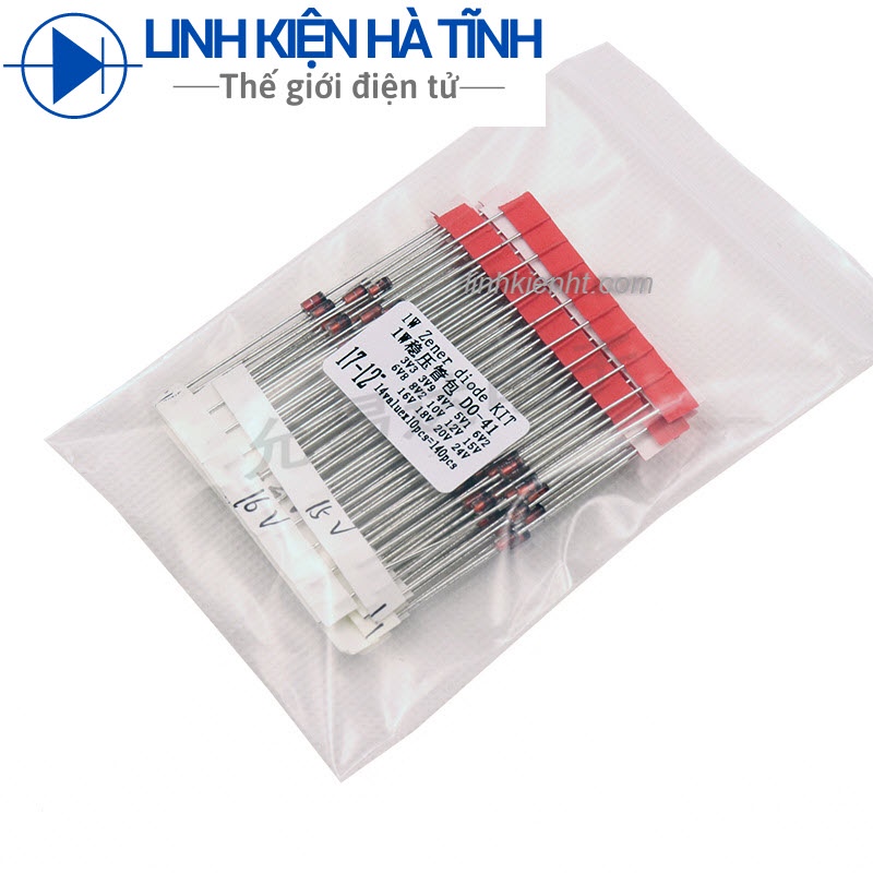Gói diode Zener 1W  thường được sử dụng 14 loại, mỗi loại 10 cái, tổng cộng 140 cái