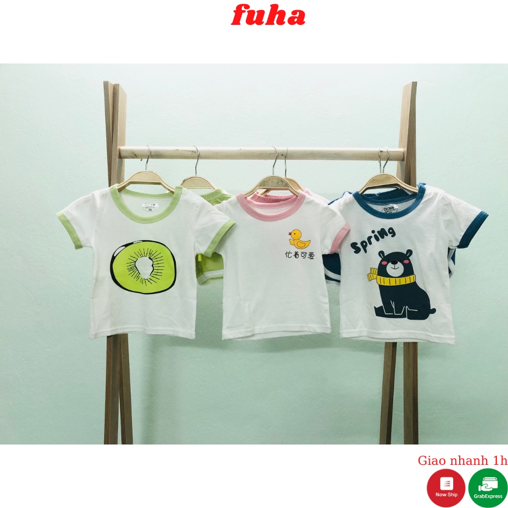 Bộ quần áo cho bé trai và bé gái FUHA, bộ cotton họa tiết hình hoa quả xinh xắn cho bé