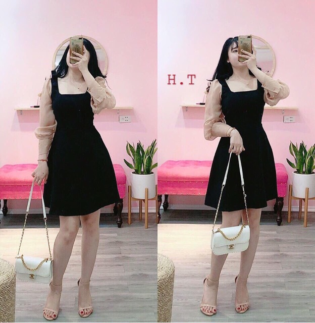 Váy umi tay von nơ vai