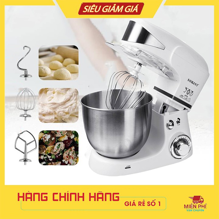 Máy nhào bột SOKANY size lớn 1000W - [Đại lý Chính Hãng] - Nhào bột, đánh trứng, quết giò chả..