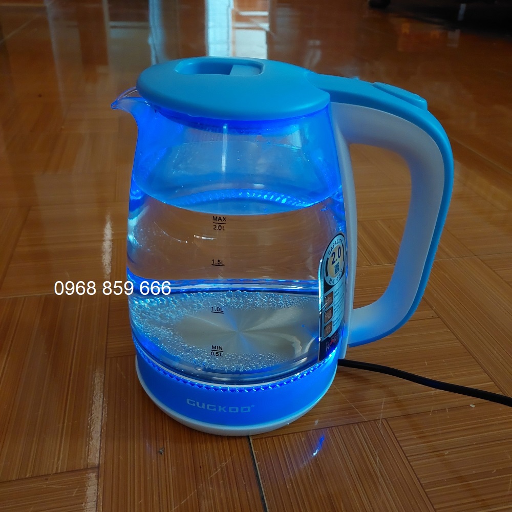 Ấm siêu tốc thủy tinh cao cấp 2.0L 1500w bình siêu tốc trong suốt, cường lực, đèn led, tự ngắt khi sôi