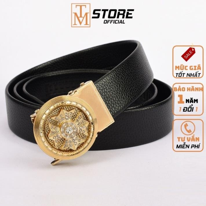 Thắt lưng nam da cao cấp mặt xoay đính đá khoá tự động sang trọng TL22 *